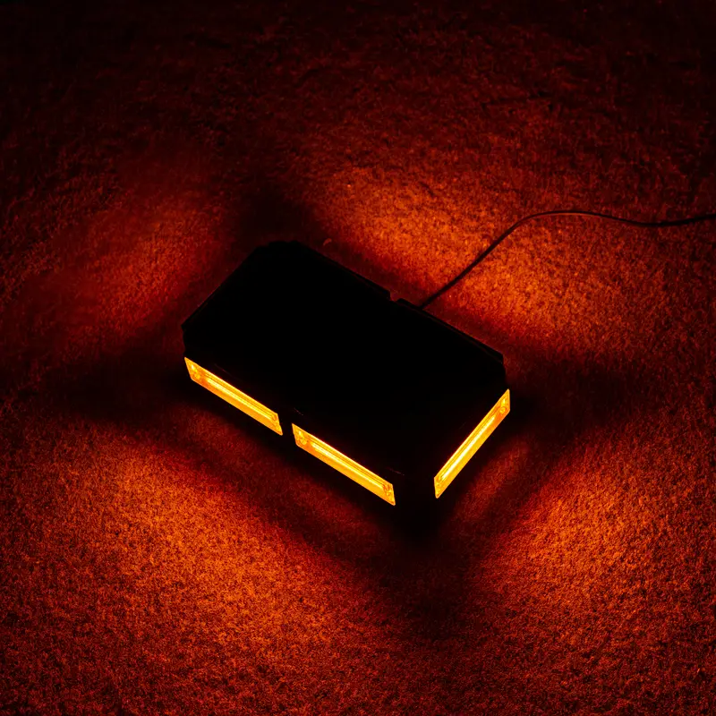 COB LED Amber/Yellow Roof Top Emergency Hazard Warning LED Mini Strobe Beacon Lights Bar w/Magnetic Base, for Snow Plow, Police, Firefighters, Trucks, Vehicles