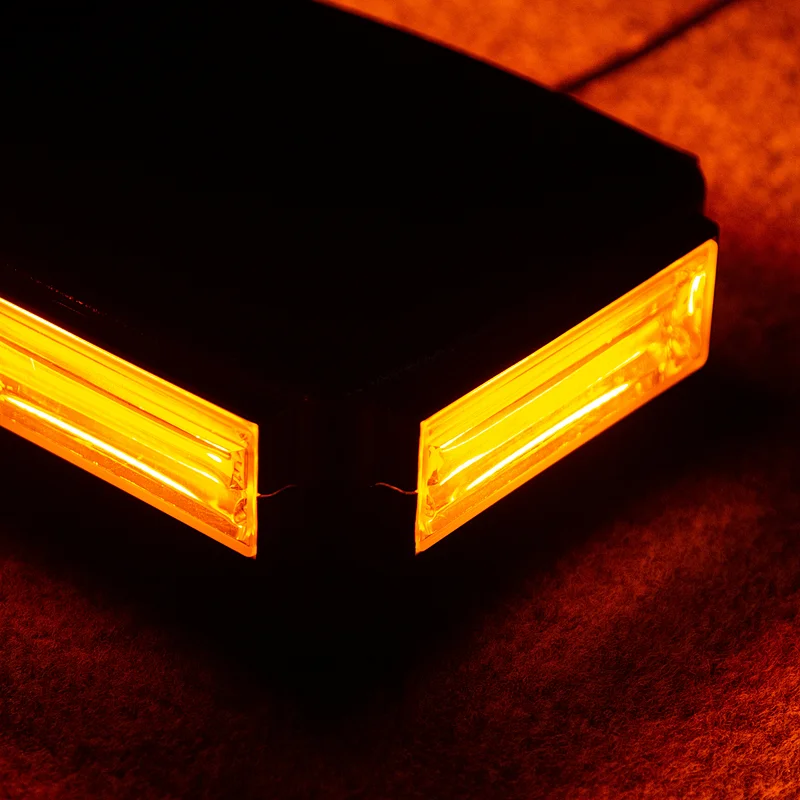 COB LED Amber/Yellow Roof Top Emergency Hazard Warning LED Mini Strobe Beacon Lights Bar w/Magnetic Base, for Snow Plow, Police, Firefighters, Trucks, Vehicles
