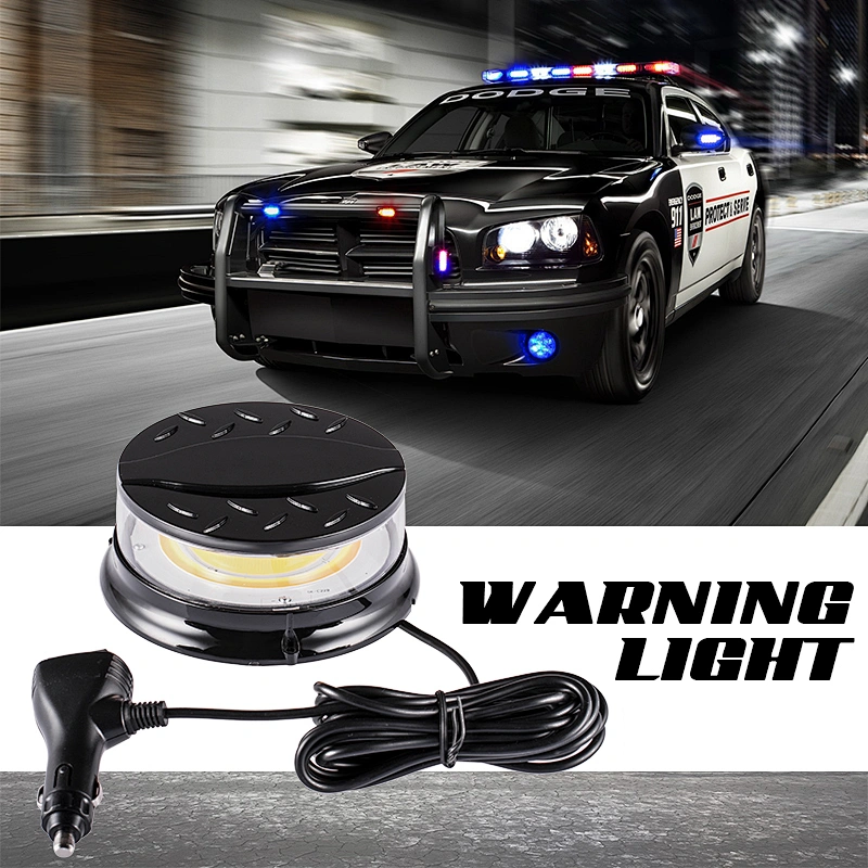 80 Watts High Power COB LED Beacon Light with Magnet Base for Trucks & Police Vehicles.