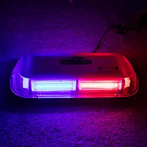 17 Inch High Intensity Law Enforcement Emergency Hazard Warning Flashing Car Truck Construction LED Roof Top Mini Bar Strobe Light with Magnetic Base (White & Amber/Yellow)