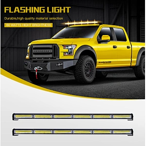34  Inch 60W White led Strobe Light  Bar Traffic Advisor with Lighter Plug