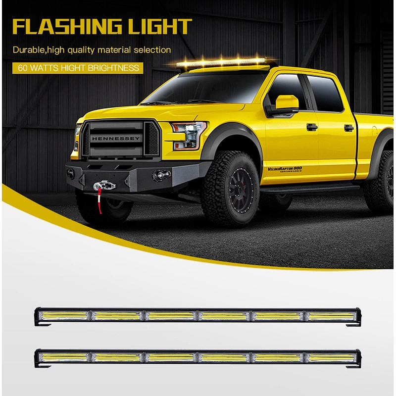 34  Inch 60W White led Strobe Light  Bar Traffic Advisor with Lighter Plug