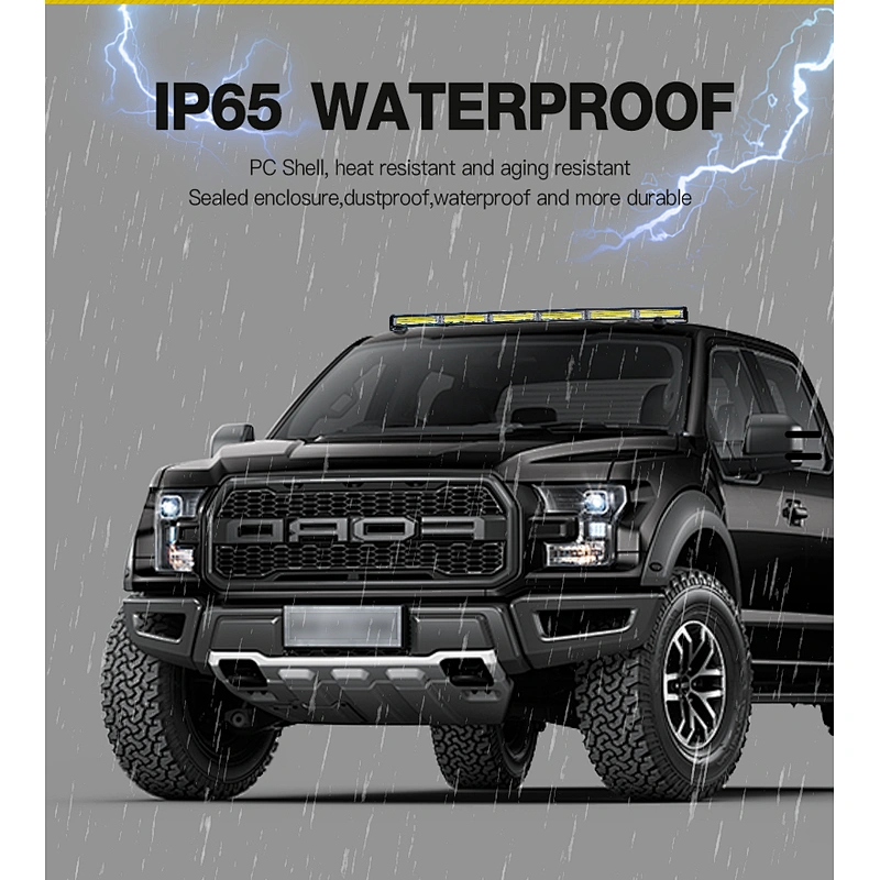 34  Inch 60W White led Strobe Light  Bar Traffic Advisor with Lighter Plug