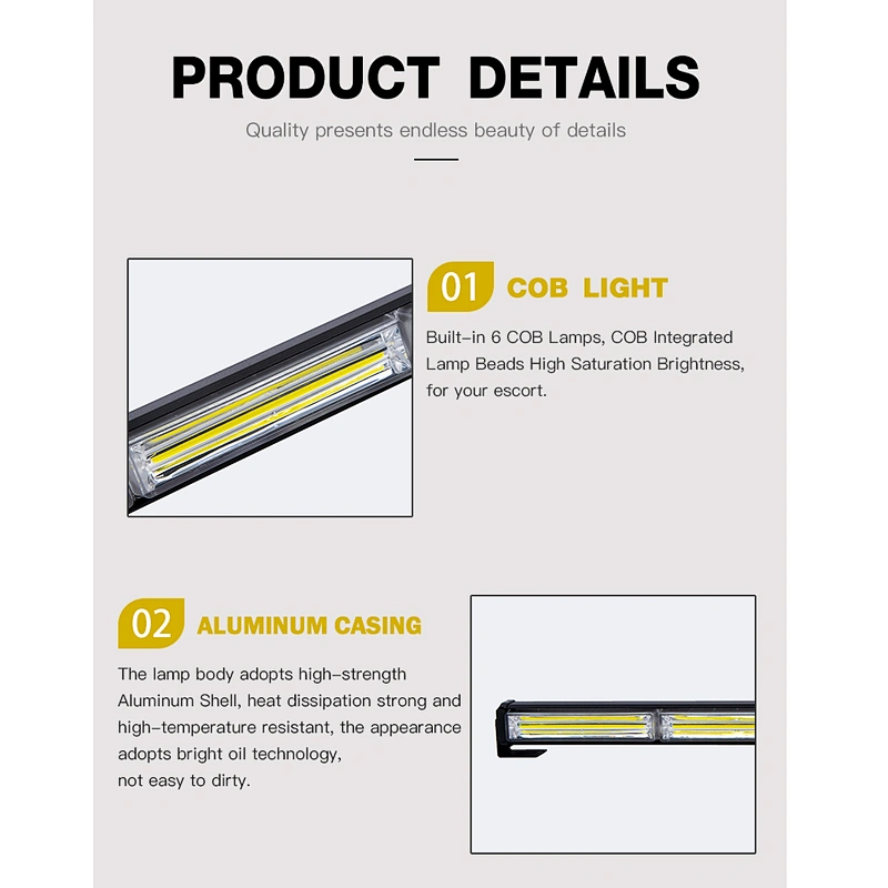 34  Inch 60W White led Strobe Light  Bar Traffic Advisor with Lighter Plug