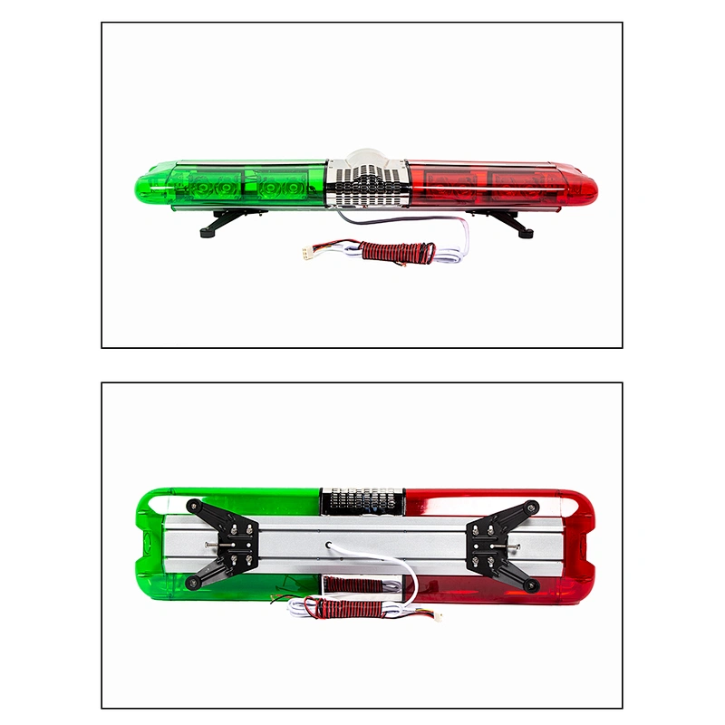 Ambulance Vehicle Green Red Led  Rotating Warning Lights lightBar Police Blinker Led Roof Strobe Light Bar with Horn Siren