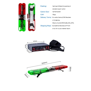 Ambulance Vehicle Green Red Led  Rotating Warning Lights lightBar Police Blinker Led Roof Strobe Light Bar with Horn Siren