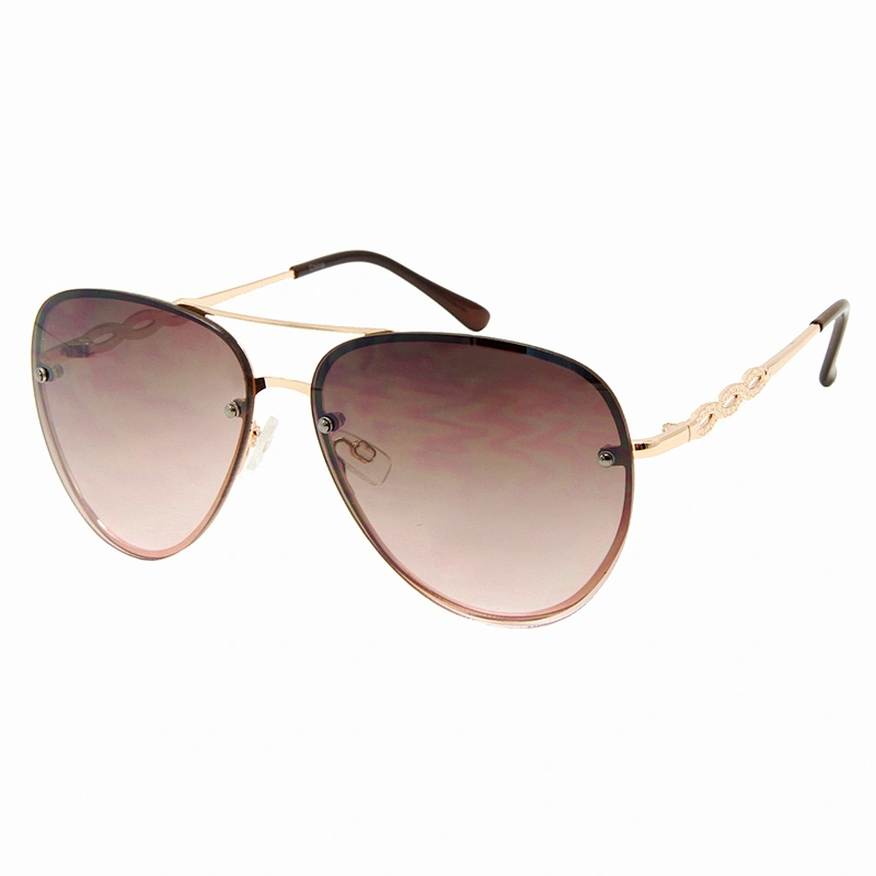 Double bridge fashion metal pilot women glasses sunglasses