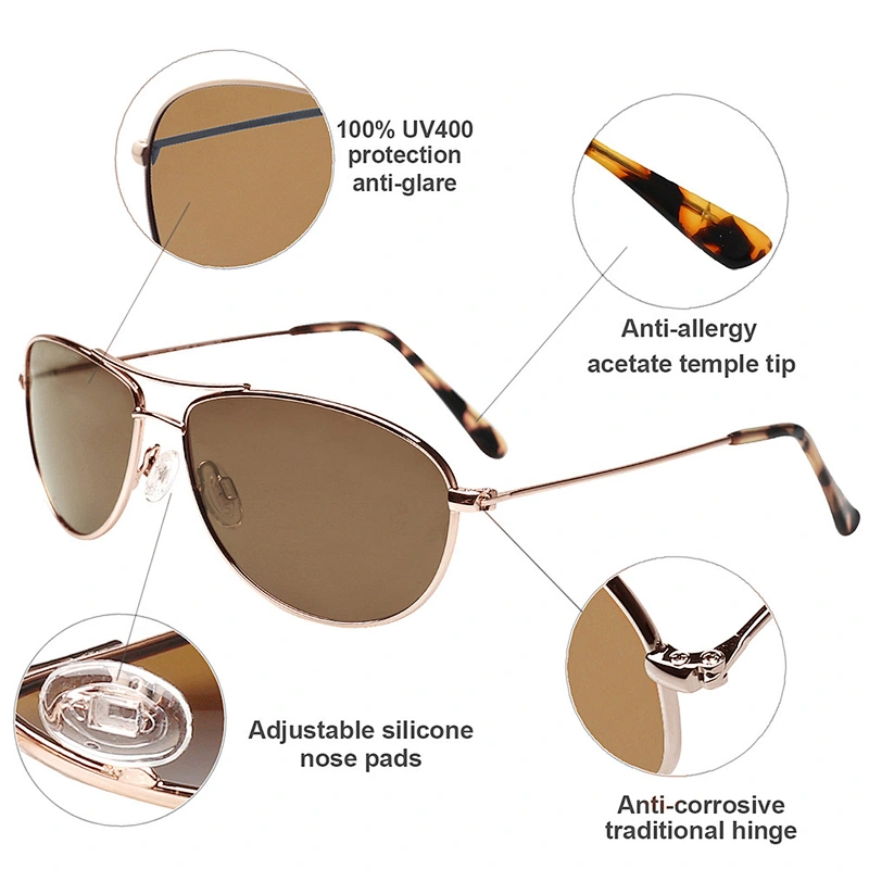 Custom logo new fashion metal mens retro polarized sunglasses