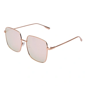Metal fashion ladies square oversized pink mirror sunglasses