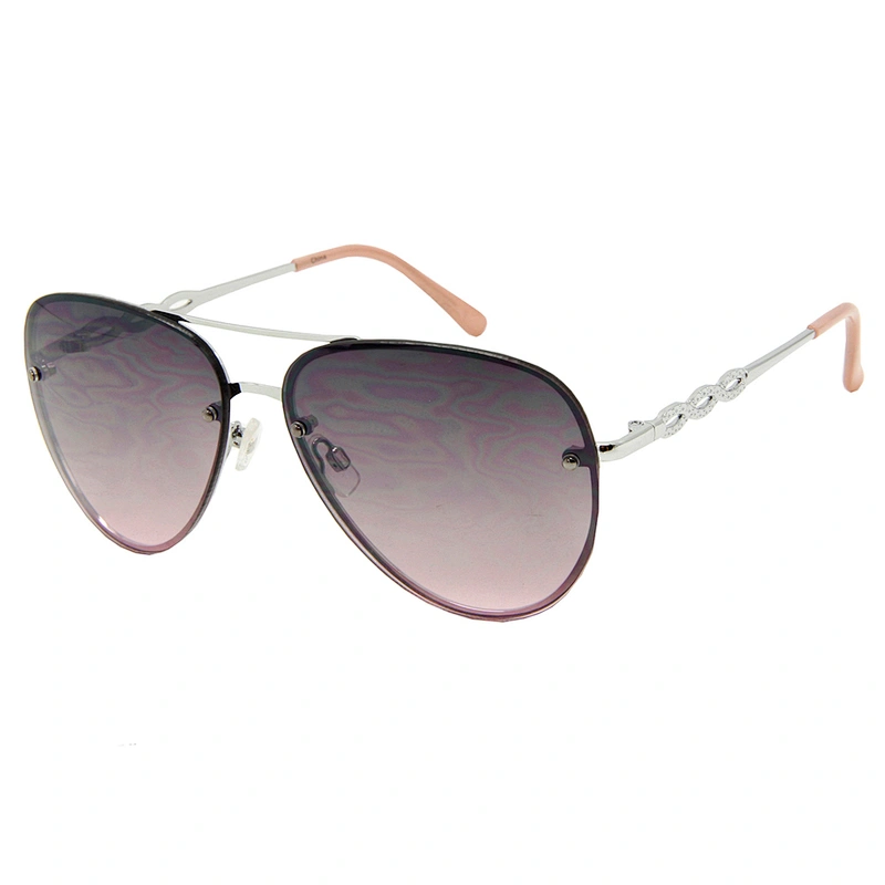 Double bridge fashion metal pilot women glasses sunglasses