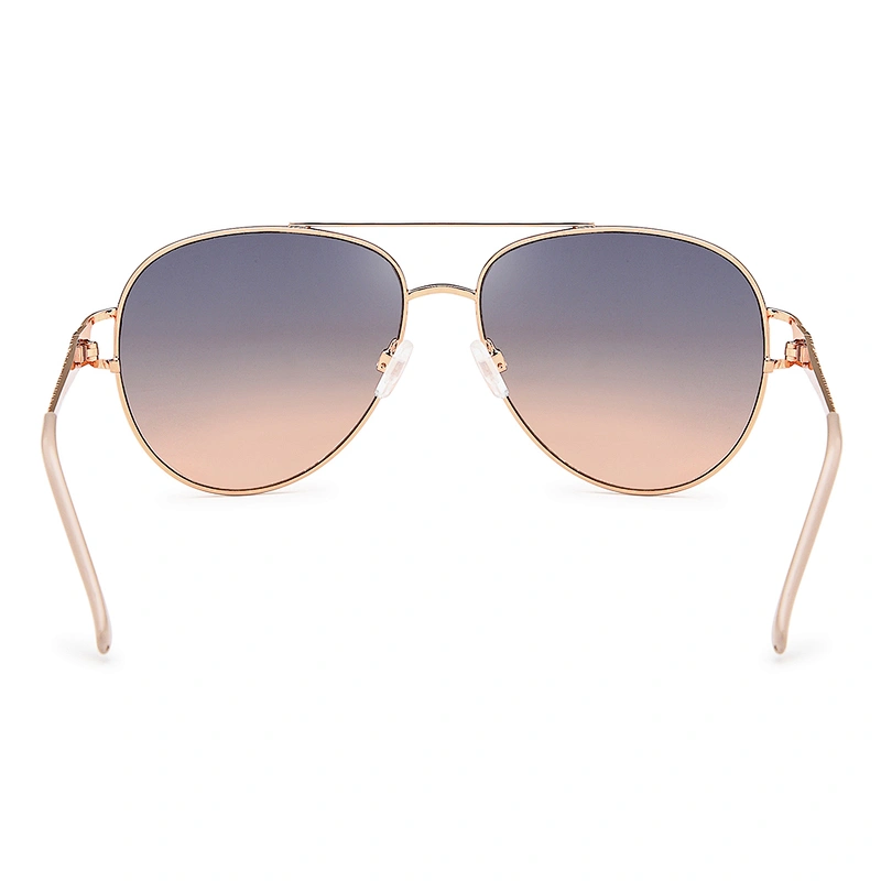 Double bridge fashion metal polarized sunglasses for women
