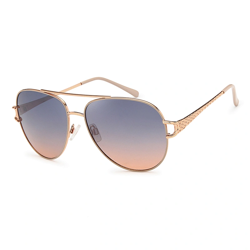 Double bridge fashion metal polarized sunglasses for women