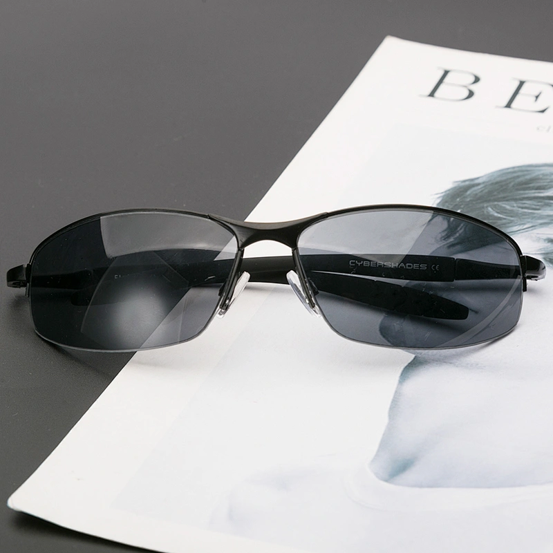Custom logo classic metal polarized sports sunglasses men