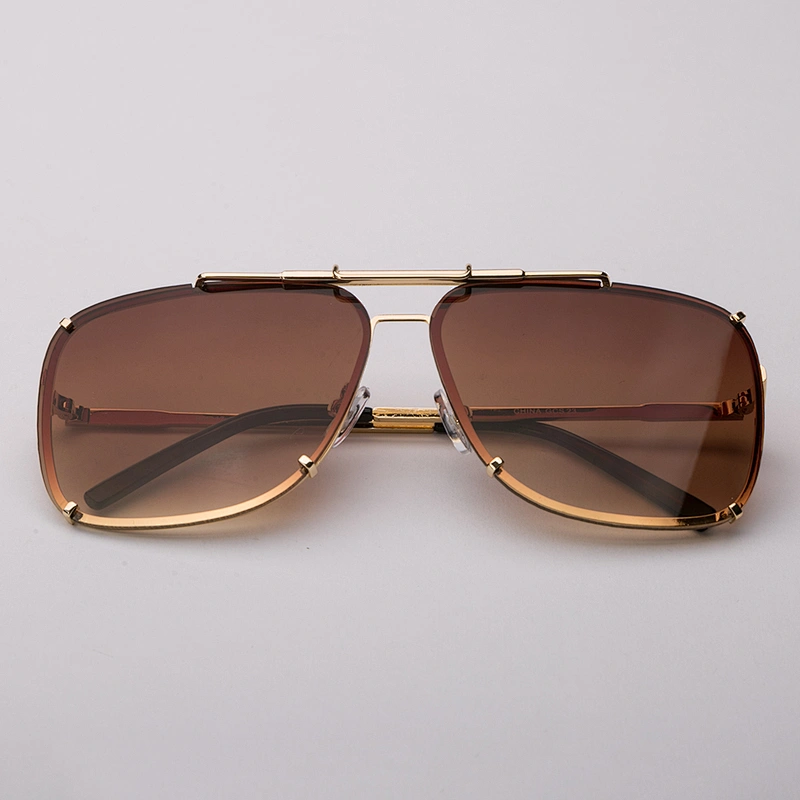 Custom logo vintage oversized polarized metal sun glasses men