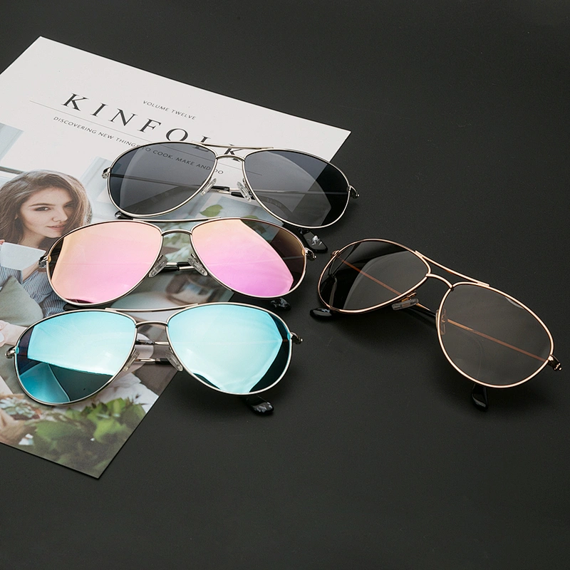Custom fashion mens metal polarized pilot sunglasses
