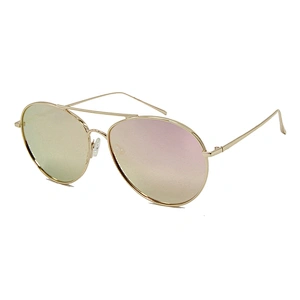 Double bridge metal polarized fashion pilot women sun glasses