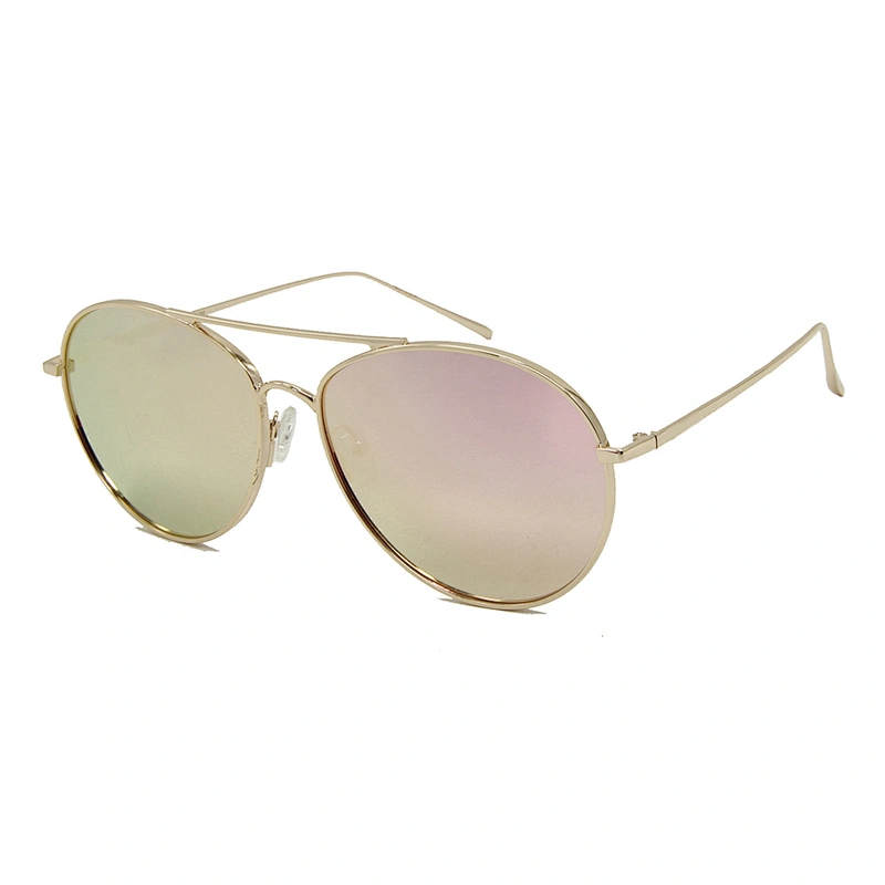 Double bridge metal polarized fashion pilot women sun glasses