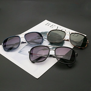 Custom logo fashion metal square mens polarized sunglasses