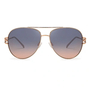 Double bridge fashion metal polarized sunglasses for women