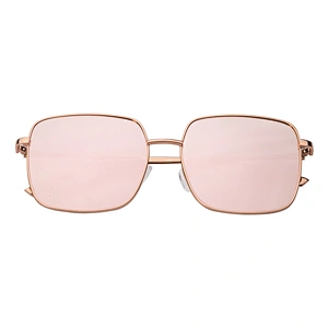 Metal fashion ladies square oversized pink mirror sunglasses