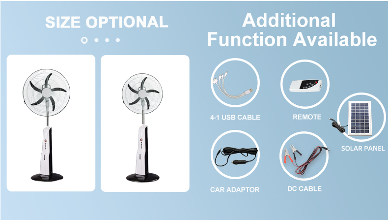 18 inch Rechargeable standing fan size optional