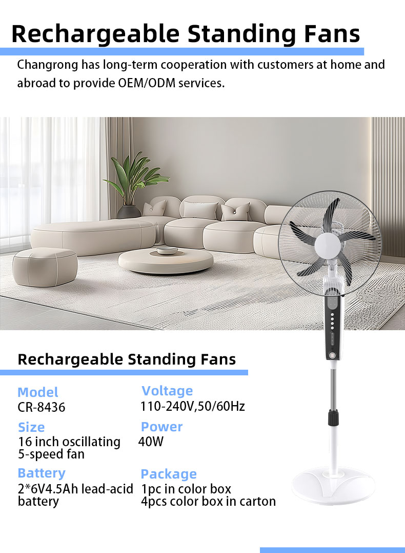 Rechargeable Stand Fan With LED Light