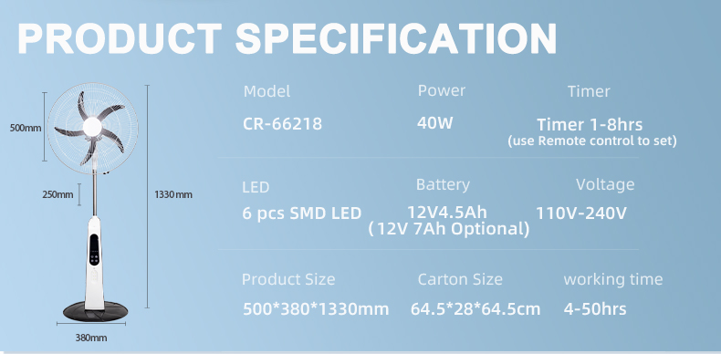 rechargeable stand fan