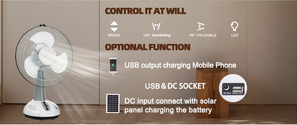 rechargeable table fan control it at will and optional function