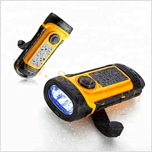 Waterproof Solar Powered Hand Cranking Multifunction Dimming Flashlight