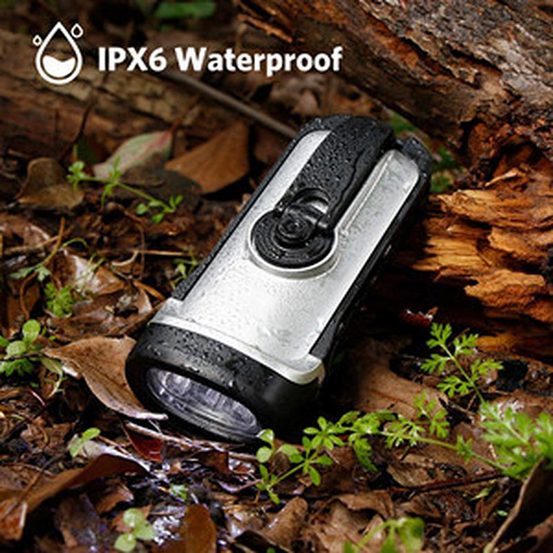 Waterproof Solar Powered Hand Cranking Multifunction Dimming Flashlight