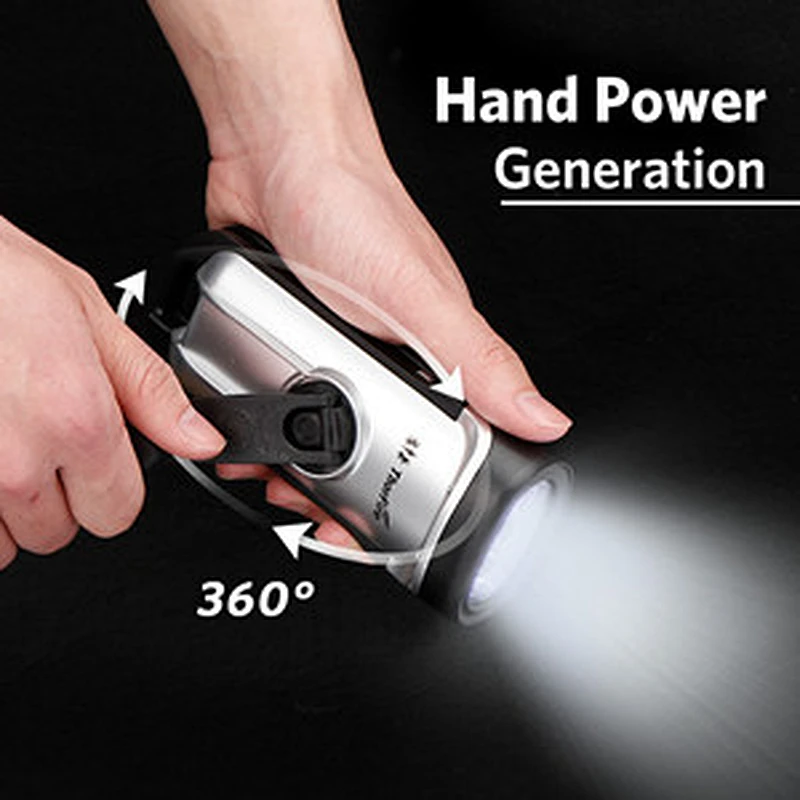 Waterproof Solar Powered Hand Cranking Multifunction Dimming Flashlight