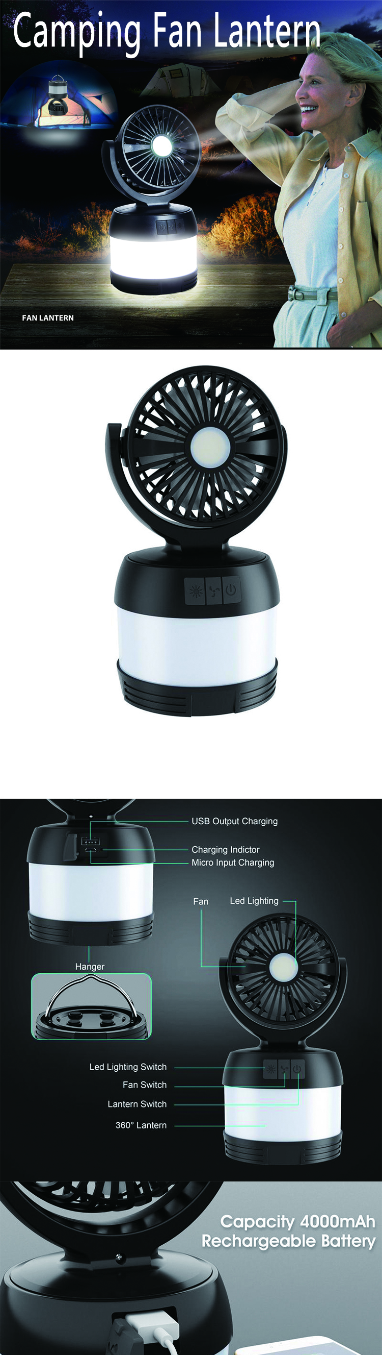 camping lantern with fan