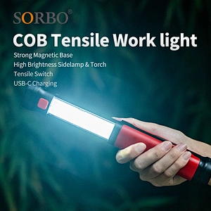 Portable  Outdoor Camping  Usb Rechargeable Cob Led Work  Light Lamp Flashlight Super Bright With Magnet