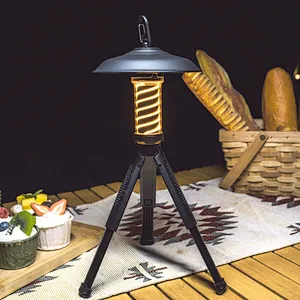 Waterproof Portable Outdoor Retro Camp Light   Camping Lantern Rechargeable Led Camping Lamp with Power Bank