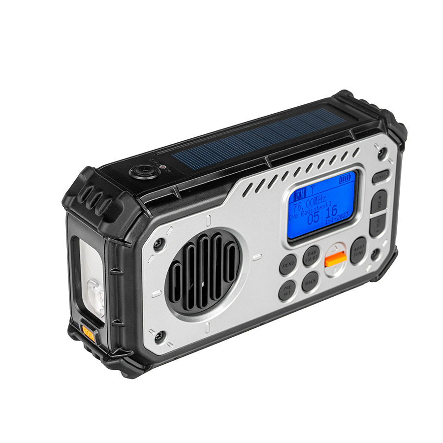 Emergency New Design Crank  Fm Solar Power Bank DAB Radio LED Flashlight
