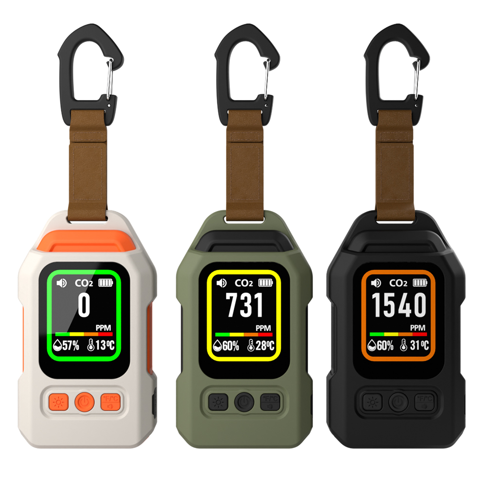 Portable Rechargeable CO CO2 Detector with Temperature Humidity Sensor and Flashlight Function for Home Camping Car Hotel Use