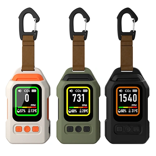 Portable Rechargeable CO CO2 Detector with Temperature Humidity Sensor and Flashlight Function for Home Camping Car Hotel Use