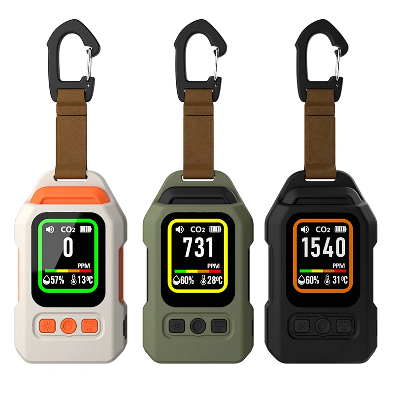 Portable Rechargeable CO CO2 Detector with Temperature Humidity Sensor and Flashlight Function for Home Camping Car Hotel Use