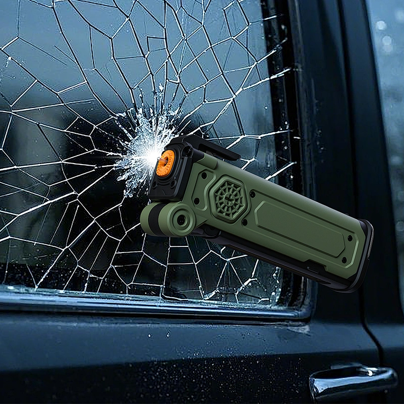 2025 SORBO Portable Solar USB Emergency Flashlight with SOS Alarm, Seatbelt Cutter, Power Bank & Glass Breaker