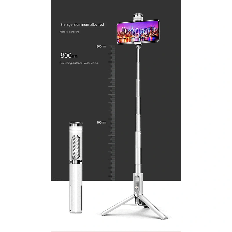 One-piece design high-quality rechargeable lithium batterie bluetooth flexible tripod selfie stick