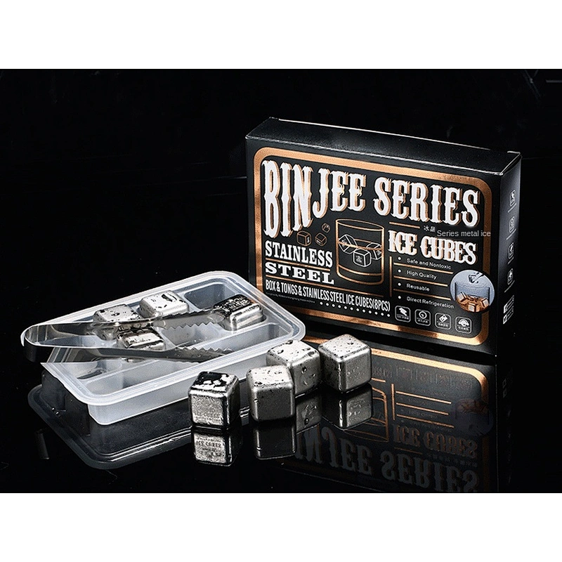 Direct manufacturer whiskey rocks gift set stainless steel ice cube set of 8