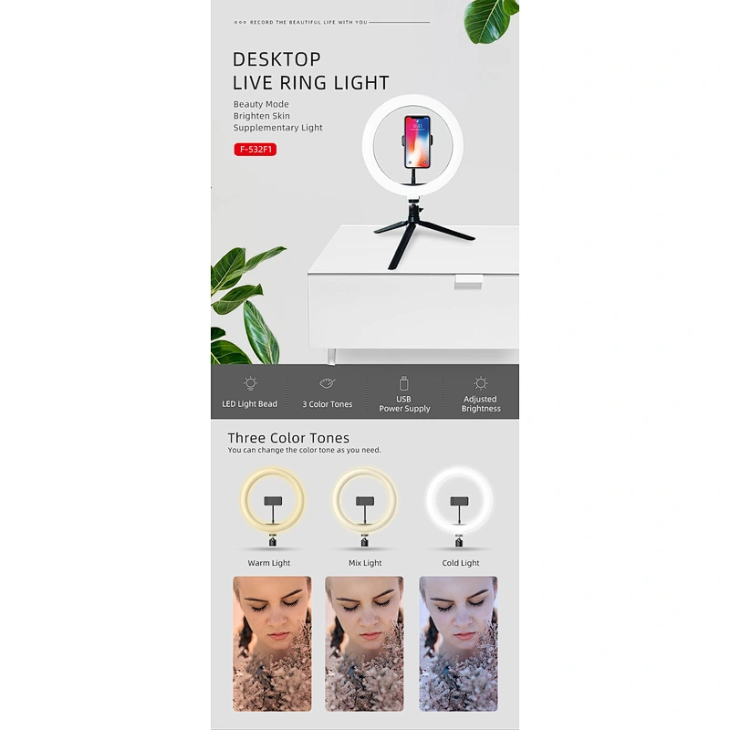 Mini 19cm 3000-6500K color temperature tripod led circle portable ring light led