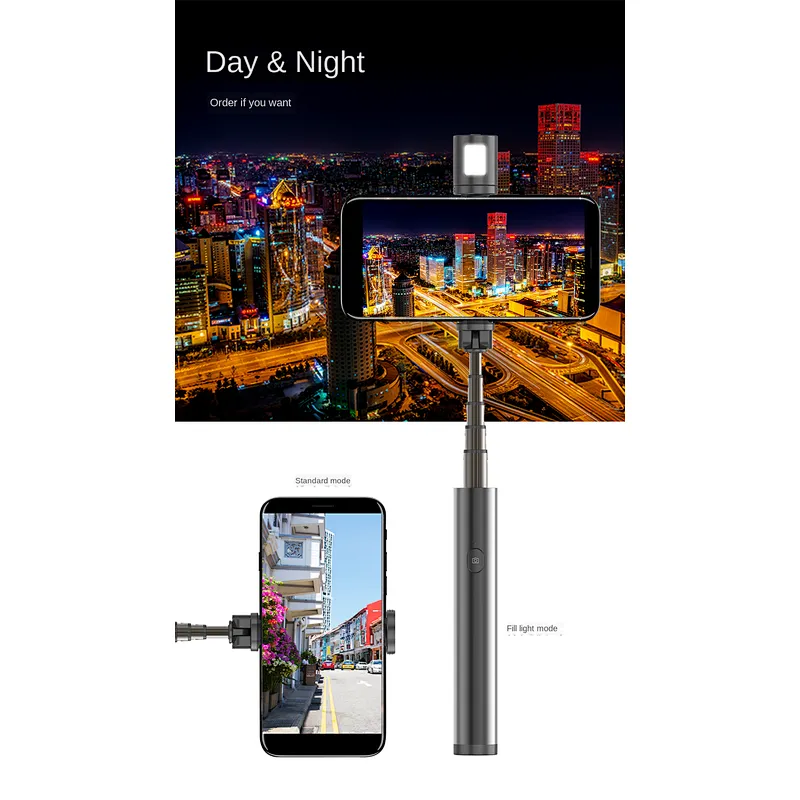Mini portable one-key shooting with wireless bluetooth smart selfie stick stabilizer tripod
