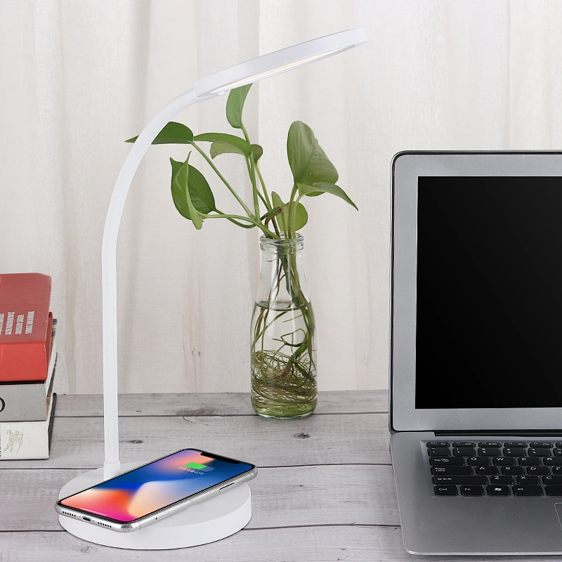 Simple design of lamp holder manufacture led desk lamp light with wireless charging