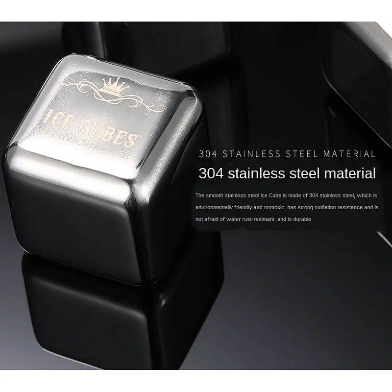 Direct manufacturer whiskey rocks gift set stainless steel ice cube set of 8