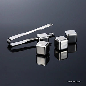 Direct manufacturer whiskey rocks gift set stainless steel ice cube set of 8