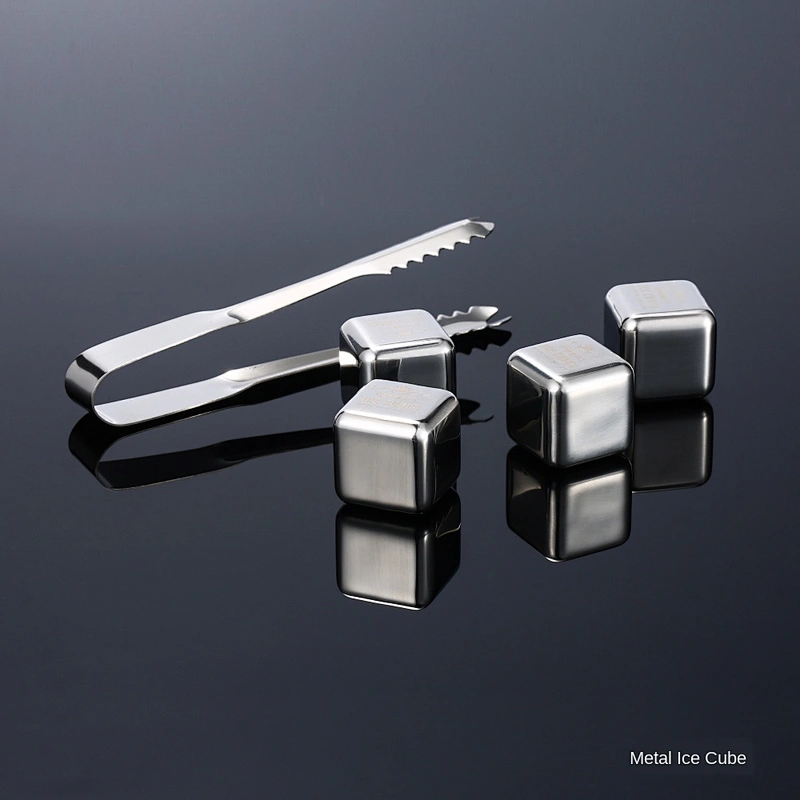 Direct manufacturer whiskey rocks gift set stainless steel ice cube set of 8