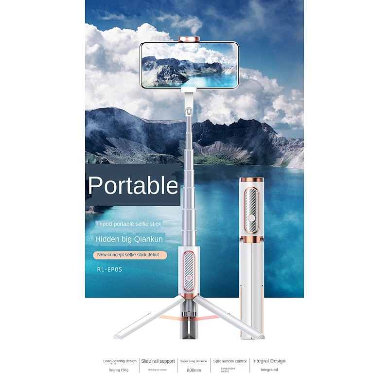 One-piece design high-quality rechargeable lithium batterie bluetooth flexible tripod selfie stick