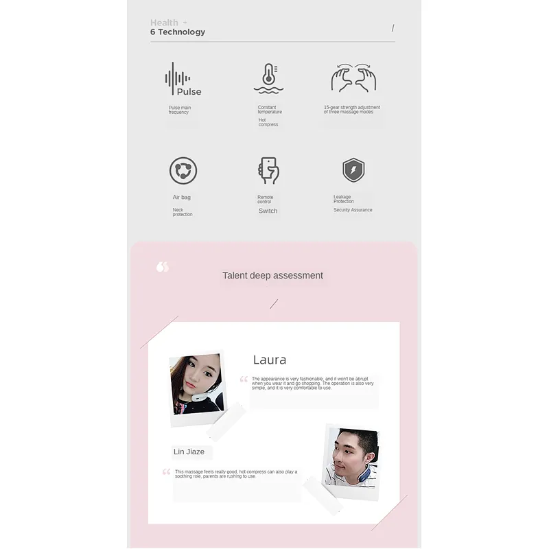 Electric neck massager u shaped pillow multifunctional portable pulse smart electric neck and shoulder massager