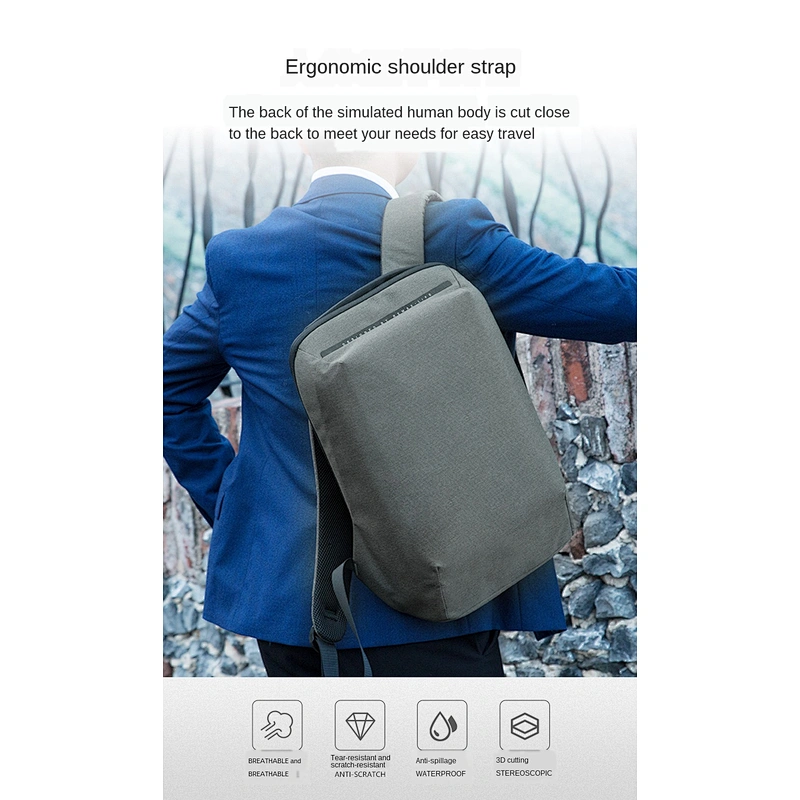 Front three-dimensional tailoring and full-open zipper design men travel waterproof business backpack
